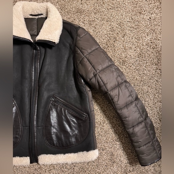 Emiliano Zapata Shearling & Leather Puffer Jacket Size 56 - Picture 9 of 15